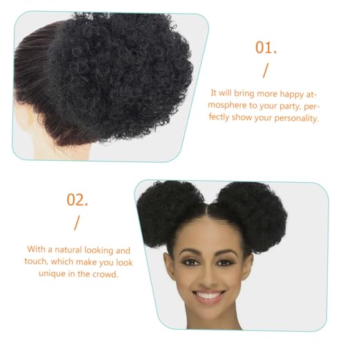 VICASKY 2 Stück Lockiger Dutt Haarknoten Haarteil mit Kordelzug Hitzebeständige Synthetische Haarverlängerung für Frauen Leichter Ponytail Chignon für Alltag Party und Cosplay von VICASKY