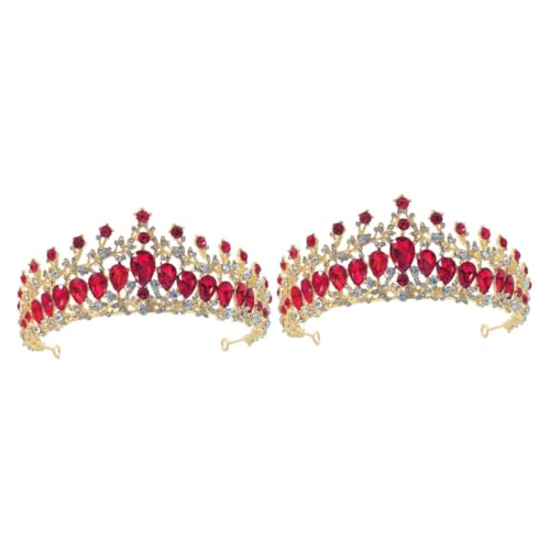 VICASKY 2 Stück Luxuriöse Braut Haarschmuck Rot mit Funkelnden Strasssteinen Eleganter Hochzeit Kopfschmuck für Damen Prinzessin Haarschmuck für Festliche Anlässe und Partys von VICASKY