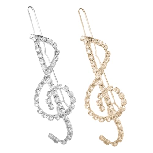VICASKY 2stücke Haarspangen Mit Musiknote-form Und Strasssteinen Dekorative Haarschmuck Für Damen Glitzernde Seitliche Haarspangen Zum Stylen von VICASKY