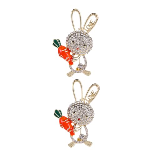 VICASKY 2 Stück Niedliche Kaninchen Broschen Strassbogen Leichte Anstecknadeln für Damen und Mädchen Cartoon Hase Pin Schmuck für Kleidung Schals Hüte Vielseitiges Accessoire für Ostern von VICASKY