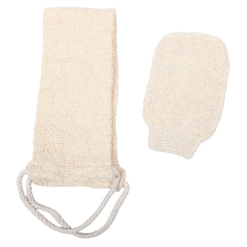 VICASKY 2 Stück Peelinghandschuh Set Teilig Sisal Rückenschrubber mit Langem Zugband Sanftes Körperpeeling Exfolierender Duschhandschuh für Damen Vielseitig Weich für Zuhause Hotel von VICASKY