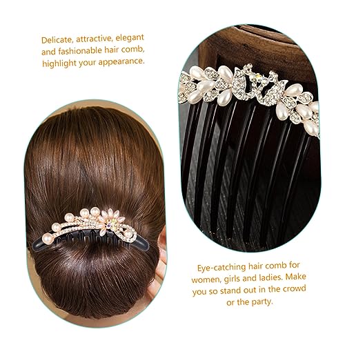 VICASKY 2 Stück Perlen Haarkamm Brautschmuck mit Strass Teiliges Eleganter Hochzeit Haarschmuck für Braut und Feier Zarte Siebenzackige Haarkämme mit Festem und Besonderem von VICASKY