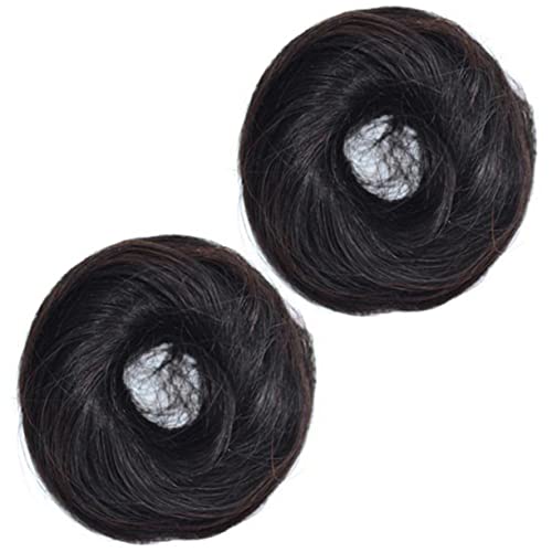 VICASKY 2 Stück Perücken Haargummi Gefälschter Dutt Künstliche Haarknoten Verlängerung Frauen Dutt Maker Lockig Braun Unordentliche Haarringe Dutt Clips Für Haare Donut von VICASKY