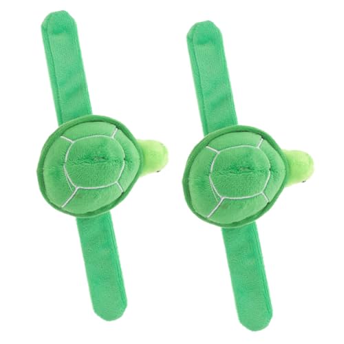 VICASKY 2 Stück Plüsch Schildkröten Slap Armband Kuscheliges Tiermotiv Dekoratives und Erwachsenenarmband Weiches Hautfreundliches Stofftier Zubehör für Themenpartys und von VICASKY
