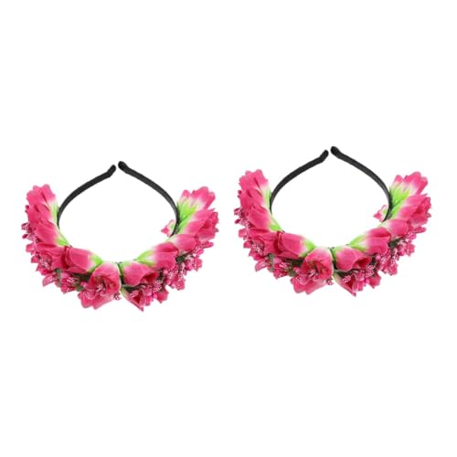 VICASKY 2 Stück Realistisches Tulpen Blumenstirnband für Damen Lebensechtes Headpiece als Braut und Brautjungfern Haarreif für Hochzeit Party und Festliche Anlässe von VICASKY