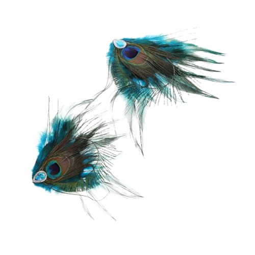 VICASKY 2 Stück Retro Haarklammern mit Pfauenfeder Design Bunte Strassbesetzung Dekorative Haarklammern für Damen Geeignet für Tanzpartys Hochzeiten und Festliche Anlässe von VICASKY