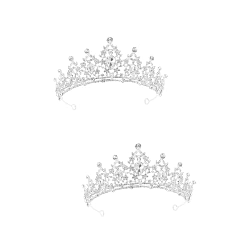 VICASKY 2 Stück Rhinestone Kristallkrone Braut Tiara Hochzeit Diadem Leicht Elegant Brautjungfer Party Schmuck für Damen und Mädchen von VICASKY