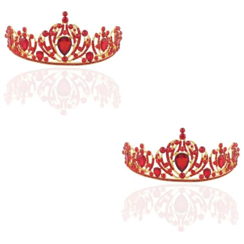 VICASKY 2 Stück Rote Braut Tiara Kristallkrone mit Strass Leichtes Langlebiges Brautkopfschmuck für Hochzeit Party Abschlussball und Besondere Anlässe von VICASKY