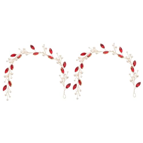 VICASKY 2 Stück Rotes Perlen Haarband Braut Haarschmuck Handgefertigtes Brautaccessoire Hochzeit Haarreif Kopfbedeckung für Festliche Anlässe VICASKY 2 Stück Rotes Perlen Haarband Braut Haarschmuck Handgefertigtes Brautaccessoire Hochzeit Haarreif Kopfbedeckung für Festliche Anlässe von VICASKY