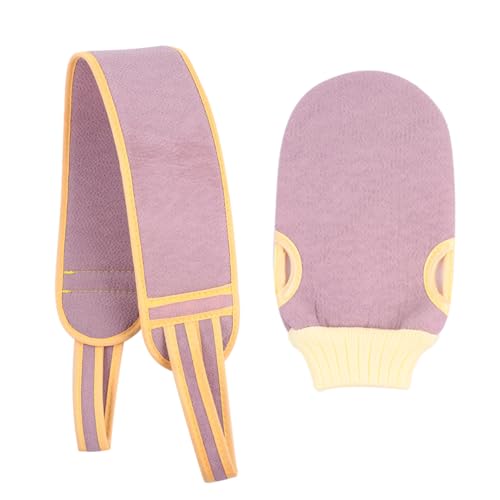 VICASKY 2 Stück Rückenmassageset Peeling-Badetuch Luffa-Handschuhe Peeling-Badehandschuhe Peeling-Handschuhe für die Dusche Peeling Duschtuch Polyester Violett von VICASKY