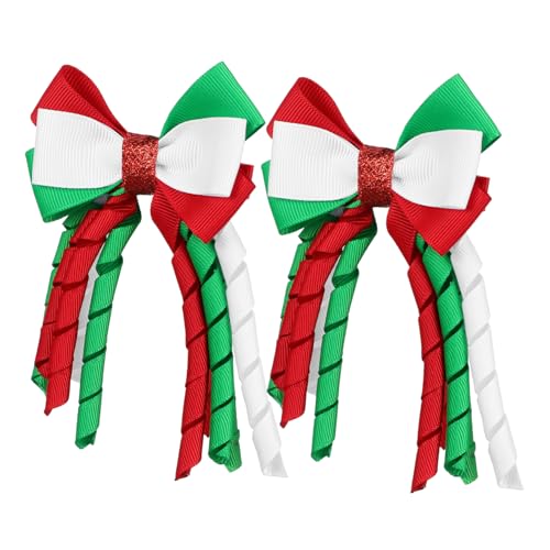 VICASKY 2 Stück Schleife Haarnadel Weihnachtshaarschleifen Styling Dekorationen Kopfbedeckung Weihnachtsmädchen Haarspangen Haarspulenzubehör Haarschmuck für Frauen Schleifen im Haar Stoff von VICASKY