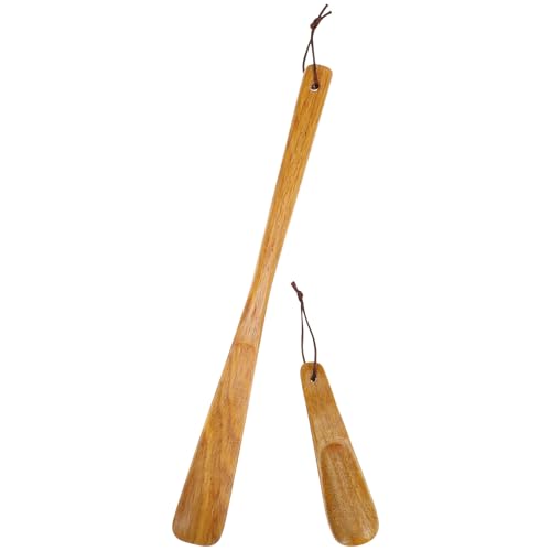 VICASKY 2 Stück Schuhlöffel aus Holz mit Langem Griff, Schuhlöffel mit Griff, Leicht zu Tragender Helfer, Stiefelknecht, Schuhhelfer für Senioren, Schwangerschaft, Männer Und Frauen von VICASKY