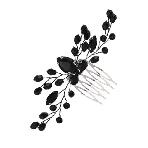 VICASKY 2 Stück Schwarzer Haarkamm mit Strass Eleganter Brautschmuck für Hochzeit und Brautjungfern Seitlicher Haarschmuck aus Zinklegierung und Stilvolles Accessoire für Festliche Anlässe von VICASKY