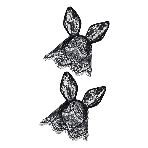 VICASKY 2 Stück Schwarzes Teiliges Spitze Rabbit Ear Haarreif mit Schleier Party Cosplay Kopfschmuck für Damen Bequemes Rutschfestes Katzen und Hasenohren Stirnband für Karneval Fasching VICASKY 2 Stück Schwarzes Teiliges Spitze Rabbit Ear Haarreif mit Schleier Party Cosplay Kopfschmuck für Damen Bequemes Rutschfestes Katzen und Hasenohren Stirnband für Karneval Fasching von VICASKY