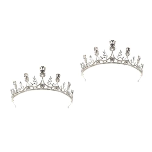 VICASKY 2 Stück Silberne Tiara Kristallkrone mit Funkelnden Strasssteinen Brautkrone für Hochzeit Party Abschlussball Vielseitig als Tortendeko oder Blumenstraußaufsatz Eleganter von VICASKY