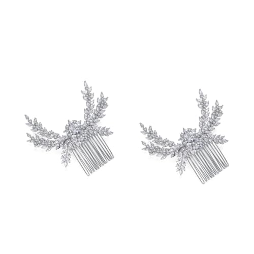 VICASKY 2 Stück Silberner Haarkamm mit Strasssteinen Eleganter Brautschmuck Haarschmuck für Hochzeit Funkelndes Haaraccessoire Leicht Anzubringen Stilvolles Design für Bräute und Festliche von VICASKY