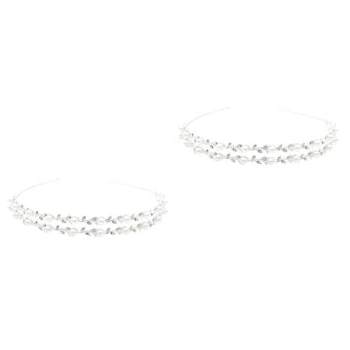 VICASKY 2 Stück Silbernes Braut Perlen Haarband mit Doppelter Schicht und Funkelnden Strass Blättern Eleganter Haarschmuck für Damen Flexibel und Langlebig Passend zu Hochzeiten und von VICASKY