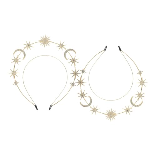 VICASKY 2stücke Metall-stirnband Mit Stern-mond-elementen Mehrlagiges Haarband Für Party Cosplay Kostümzubehör Krone-design Für Damen Leicht Bequem Und Langlebig von VICASKY