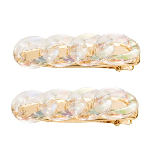 VICASKY 2 Stück Teiliges Acryl Haarclip Damen Leichte Haarspangen mit Ketten Design Sanfte Glatte Oberfläche für Verschiedene Haarfarben und Frisuren Langlebig und Komfortabel von VICASKY