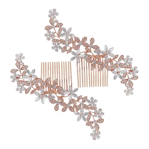 VICASKY 2 Stück Teiliges Braut Haarkamm Roségold mit Funkelnden Strasssteinen Eleganter Haarschmuck für Frauen Vielseitige Hochsteck Haarclips für Hochzeit Party und Festliche Anlässe von VICASKY