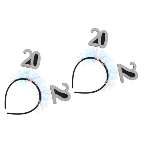 VICASKY 2 Stück Teiliges Digitales Neujahr Haarband Glitzernde Silvester Haarschmuck für Frauen Festliche Kopfbedeckung zum Weihnachts und Neujahrsfest von VICASKY