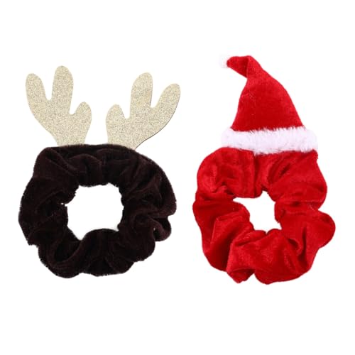 VICASKY 2 Stück Teiliges Flanellweiches Haargummi Weihnachten Elastisches Komfortables Haarband in Leuchtenden Farben Langlebig Vielseitig für Damen und Festliche Frisuren Geeignet von VICASKY