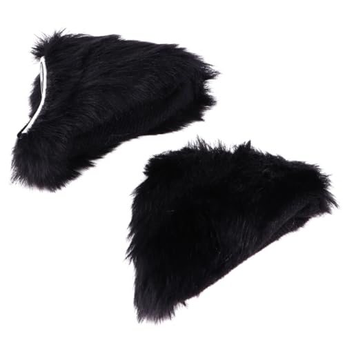 VICASKY 2 Stück Teiliges Halloween Katzenohren Haarspangen aus Schwarzem Plüsch Festliche Haarschmuck Accessoires für Damen und Mädchen für Kostüm und Maskerade Partys von VICASKY