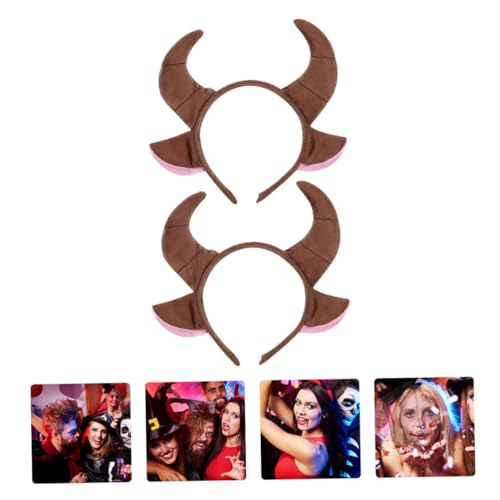 VICASKY 2 Stück Teiliges Horn Stirnband Kuhhörner und Tierohren Leichtes Hautfreundliches Kopfstück für Halloween Weihnachten Karneval Cosplay und Erwachsene Robustes Kunststoff und von VICASKY