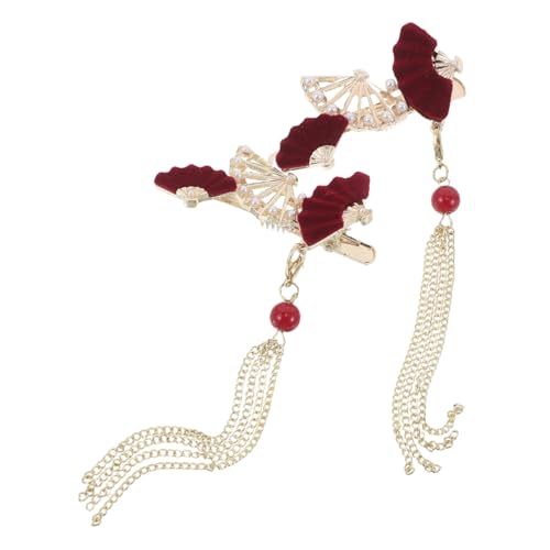 VICASKY 2 Stück Teiliges Japanische Quasten Haarklammern Fächerform Chinesische Haarschmuck Clips für Mädchen Damen Leichter Sicherer Vielseitig für Haartypen von VICASKY