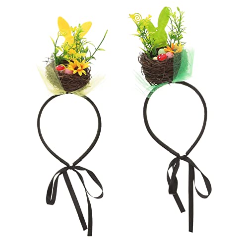 VICASKY 2 Stück Teiliges Ostern Haarband mit Einzigartigem Vogel Nest Design und Blumenmuster für Kostümpartys und Festliche Anlässe Osterheaddress für von VICASKY
