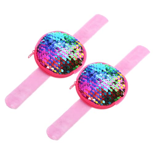 VICASKY 2 Stück Teiliges Pailletten Slap Armband mit Münzbeutel Slap Bracelet Party Hautfreundlich Kindergeburtstag Zubehör von VICASKY