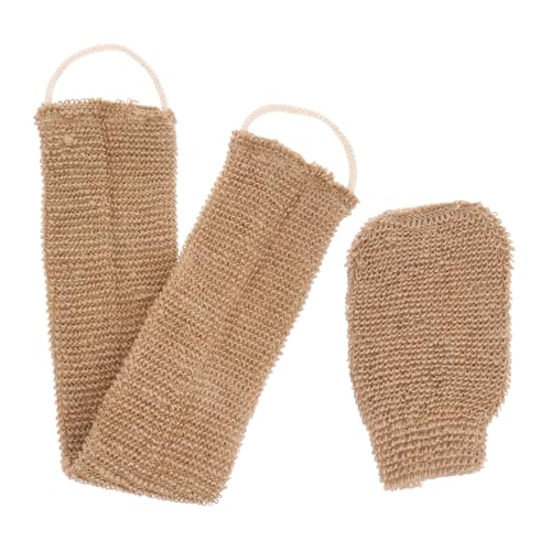 VICASKY 2 Stück Teiliges Peeling aus Natürlichem Ramie Jute Badetuch mit Exfolierendem Rückenschrubber und Handschuh für Sanfte Hautreinigung und Abgestorbene Hautentfernung Geeignet für von VICASKY
