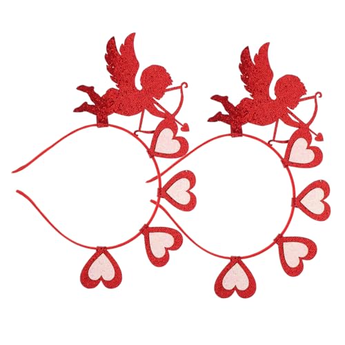 VICASKY 2 Stück Teiliges Rotes Herz Haarband Valentinstag Party Haarreif Damen Kopfschmuck Romantisches Accessoire für Geeignet von VICASKY