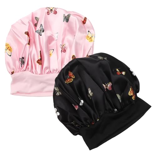 VICASKY 2 Stück Teiliges Schlafhaube Dekorative Satin für Damen Vielseitig Einsetzbar Schützt das Haar Beim Schlafen und Beauty Routine Locken und Langes Haar von VICASKY