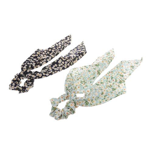 VICASKY 2 Stück Teiliges Scrunchy Schal aus Chiffon Haargummis mit Langem Band Elastische Haarringe für Damen Geeignet für Dünnes und Dickes Haar Vielseitige Haaraccessoires für Alltag von VICASKY