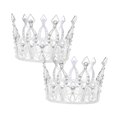 VICASKY 2 Stück Teiliges Strass Crystal Diademe für Frauen Eleganter Braut Haarschmuck Große Silberne Runde Tiara Geburtstags und Hochzeitskrone für Mädchen und Damen von VICASKY