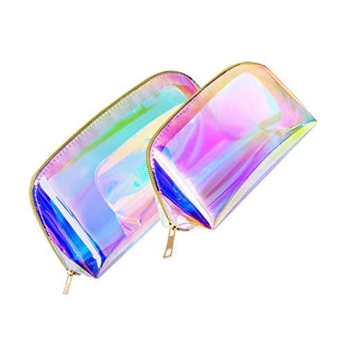 VICASKY 2 Stück Teiliges Transparentes TPU Kosmetiktaschen Wasserabweisend Großvolumig Halbrund Reise Kulturbeutel Damen Makeup Organizer Leicht Tragbar Pflegeleicht von VICASKY