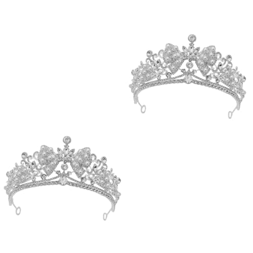 VICASKY 2 Stück Tiara Krone mit Strass und Perlen Mädchen Haarschmuck für Hochzeit Geburtstagsfeier Langlebiges Hautfreundliches Design Komfortables Stirnband für Frauen und Mädchen von VICASKY