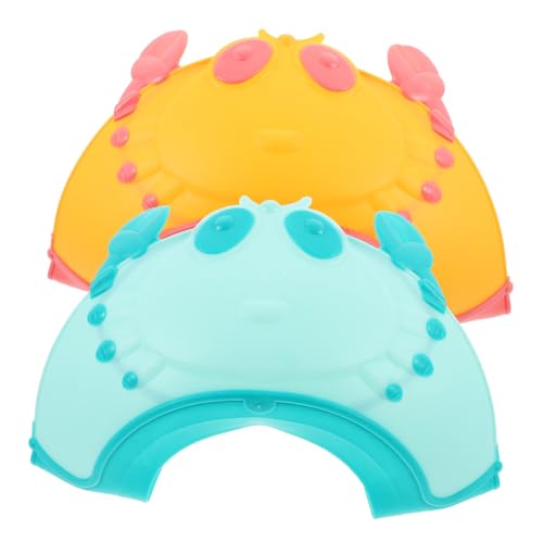 VICASKY 2 Stück Verstellbare Waschhaube aus Weichem Silikon Wasserdichtes Haarwasch Schild mit Ohr und Augenschutz Leichter Duschhut für Jahre Niedliches Design Gelb und Grün von VICASKY