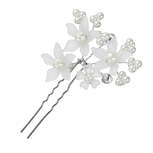 VICASKY 2 Stück Vintage Brautschmuck U Förmige Haarnadeln mit Perlen Blüten Design Antiker Stil Teiliges Handgefertigte Haarschmuck für Frauen Geeignet für Hochzeit und Alltag von VICASKY