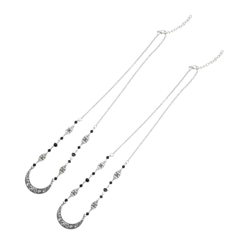 VICASKY 2 Stück Vintage Teiliges Kopfketten mit Hohlem Halbmond Verstellbar aus und Natürlichem Stein Boho Haar Schmuck für Damen und Mädchen Vielseitig als Stirnband oder Halskette von VICASKY