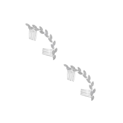 VICASKY 2 Stück Wasserklare Haarkamm Brautschmuck mit Eleganten Blättern Funkelndes Strass Haaraccessoire für Hochzeit Party und Festliche Anlässe Silberner Haarschmuck für Damen von VICASKY