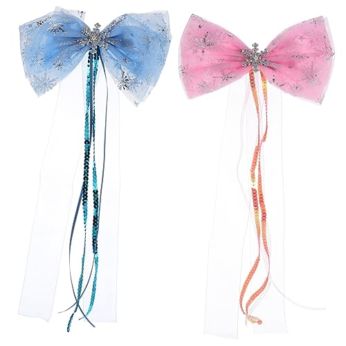 VICASKY 2 Stück Weihnachts Haarspangen mit Schleifenknoten Glänzende Haarnadeln für Mädchen Schneeflocken Haaraccessoires für Festlichkeiten und Hochzeiten von VICASKY