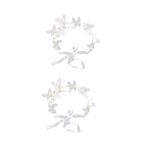 VICASKY 2 Stück Weiße Blumenkrone Haarschmuck Damen Eleganter Haarreif für Hochzeit Festival Party Braut Mädchen Kopfschmuck Floral Stirnband Simulation Blumengirlande von VICASKY