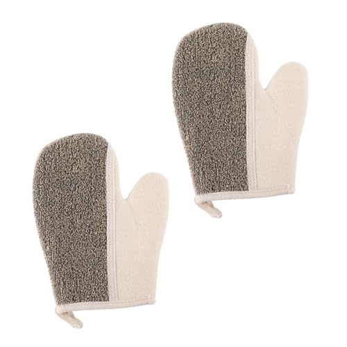 VICASKY 2 Stück badetuch handschuhe Badehandschuhe Peeling schrubben Baden Körper Mikrofaser handtücher Peeling-Handschuhe Badezimmer-Duschhandschuhe Dusche Versorgung Flachs Schwarz von VICASKY
