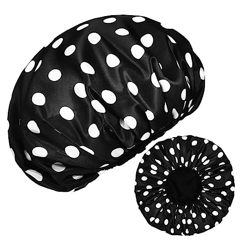 VICASKY 2 Stück wasserdichte Kappe Duschhaube für langes Haar Bad Schlafen Rosa Hüte für Frauen Haarkappe aus Kunststoff wasserdichte Duschkappe Duschhaube für Damen Satin von VICASKY