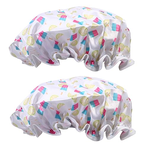VICASKY 2 Stück wasserdichte duschhaube Kappe Mütze für Frauen Badezimmerzubehör Badehut von VICASKY