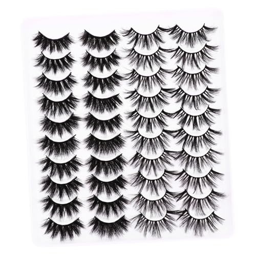 VICASKY 20 Paare Dichte Dicke Dreidimensionale Cross False Eyelashes für Frauen Natürliche Makeup Wimpernverlängerung Wiederverwendbare Voluminöse Wimpern für Alltag und Party von VICASKY