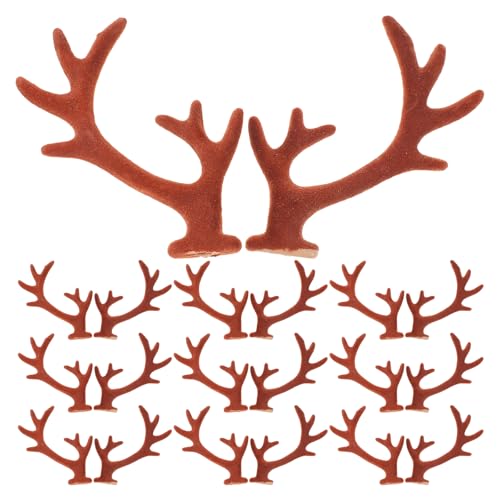 VICASKY 20 Stück Beflockte Geweih-Dekoration DIY Kunsthandwerk Mini Haarspangen Weihnachtsdekoration Mini Geweih Hirschgeweih Ornamente Weihnachts Hirschgeweih Kunststoff Weihnachts Geweihe von VICASKY