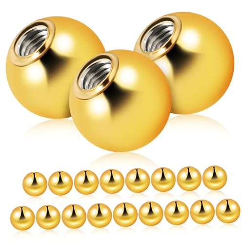 VICASKY 20 Stück Goldfarbene Ersatzkugeln aus Titanstahl Piercing Ersatzteile Lose Schmuckperlen für Bauchnabel und Körperschmuck Damen Vielseitig Verwendbar von VICASKY